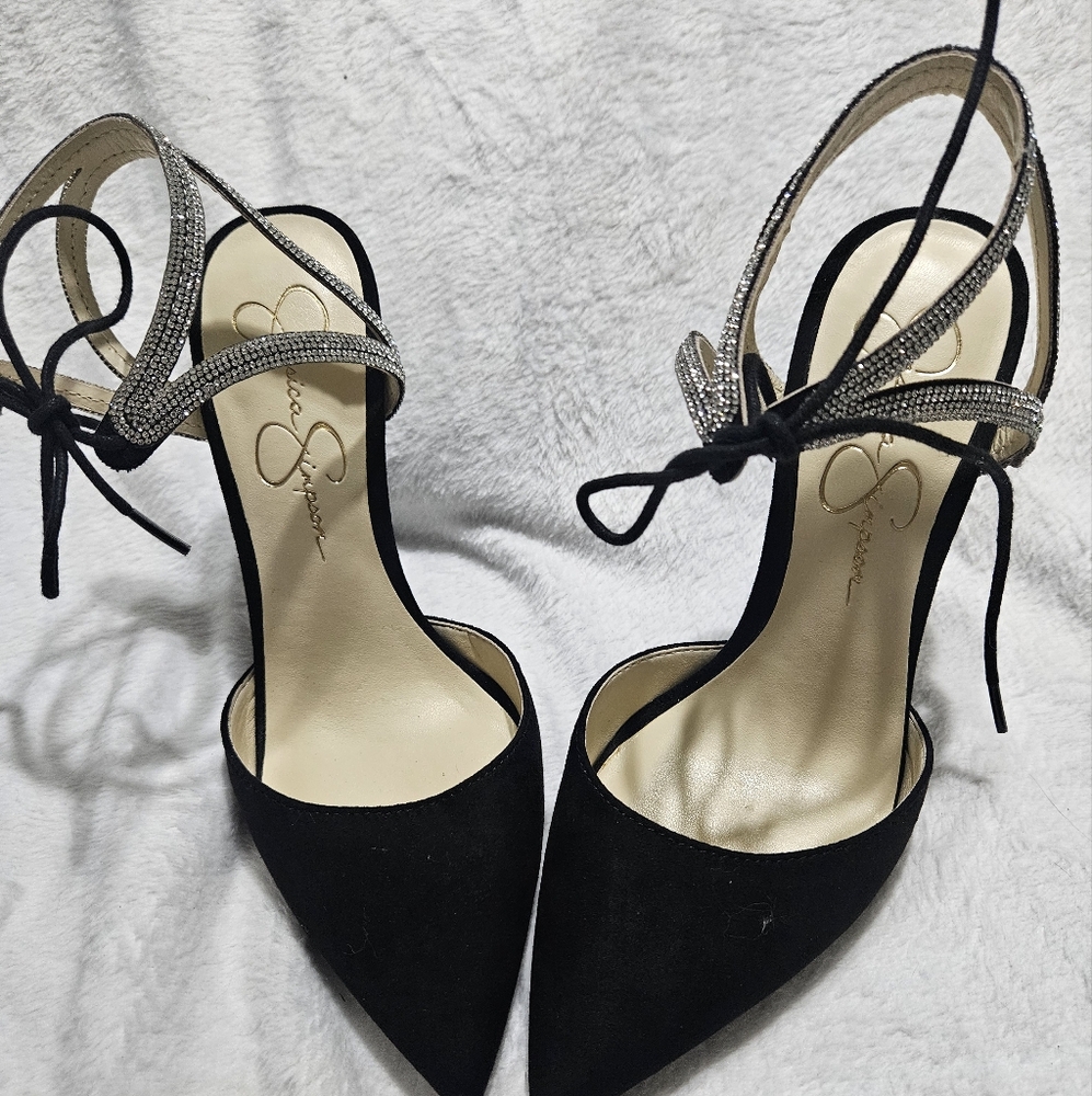 Jessica Simpson Black and Silver Women's Heels